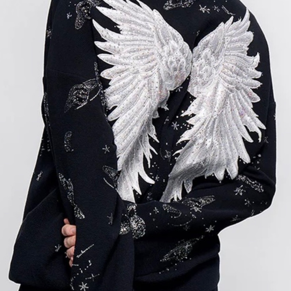 GALLAXY RHINESTONES WINGS ON BACK SWEATSHIRT BRAND NEW WITH TAGS SIZE XXL - Picture 11 of 12